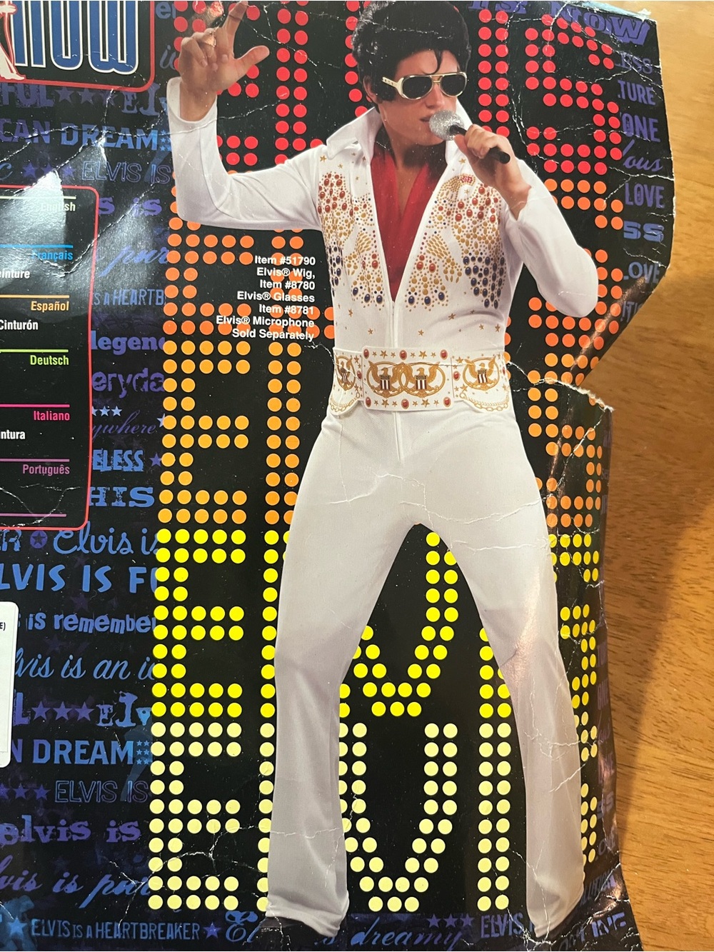 White Elvis-Style Jumpsuit with Gold Accents